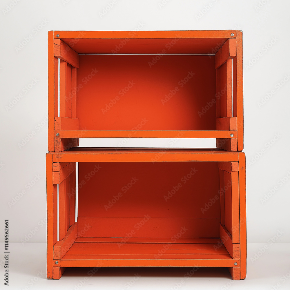 Bright Orange Crate with Three Stacked Levels for Organization Bright Orange Crate with Three Stacked Levels for Organization