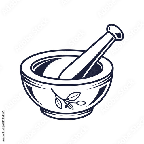 Minimalist Mortar and Pestle Silhouette Vector Illustration