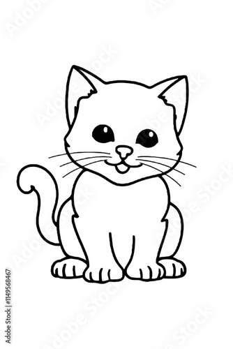 Adorable Kitten Line Drawing - Simple Cat Illustration for Children's Coloring Activities photo