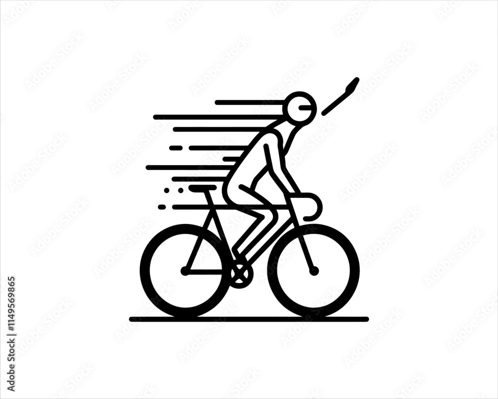 Obraz premium silhouette of a person riding a bike vector illustration.