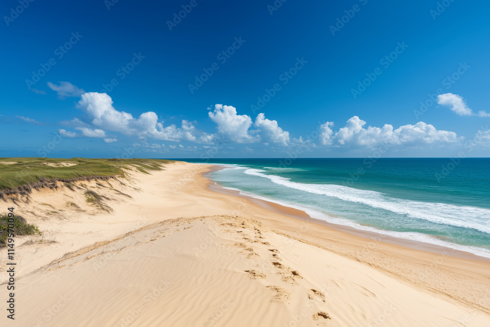 Pristine Beach with Rolling Sand Dunes at Dune of Pilat, France Pristine Beach with Rolling Sand Dunes at Dune of Pilat, France