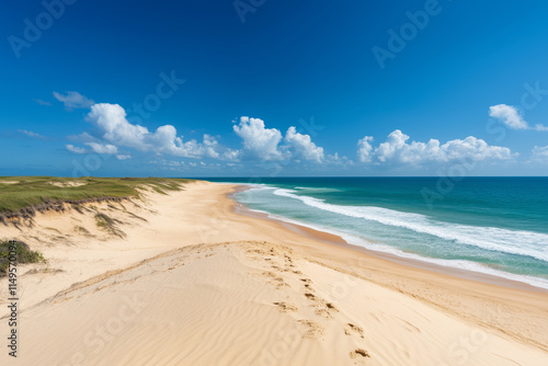 Pristine Beach with Rolling Sand Dunes at Dune of Pilat, France