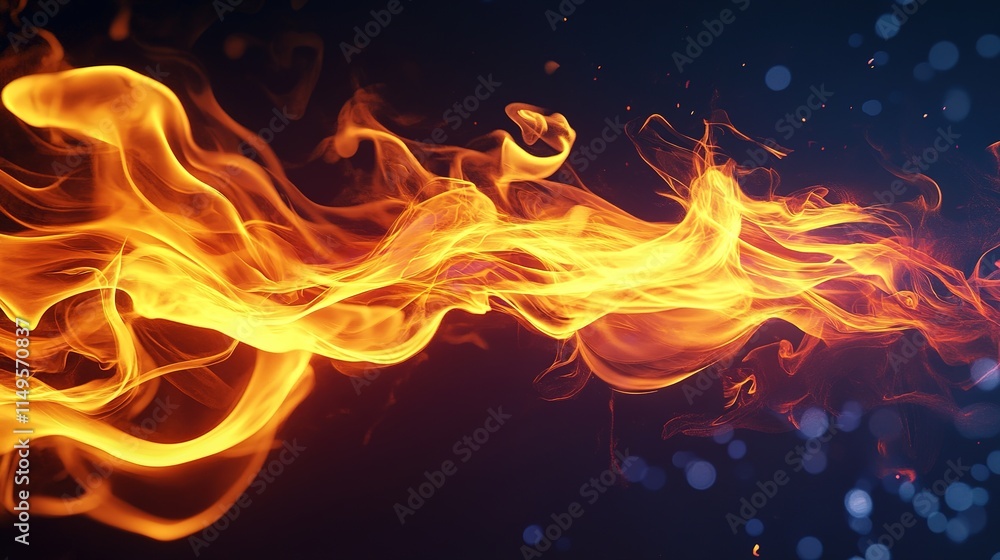Fototapeta premium Vibrant Dynamic Flame Cut Out, Bright Blaze Isolated on White, Fiery Energy for Creative Designs
