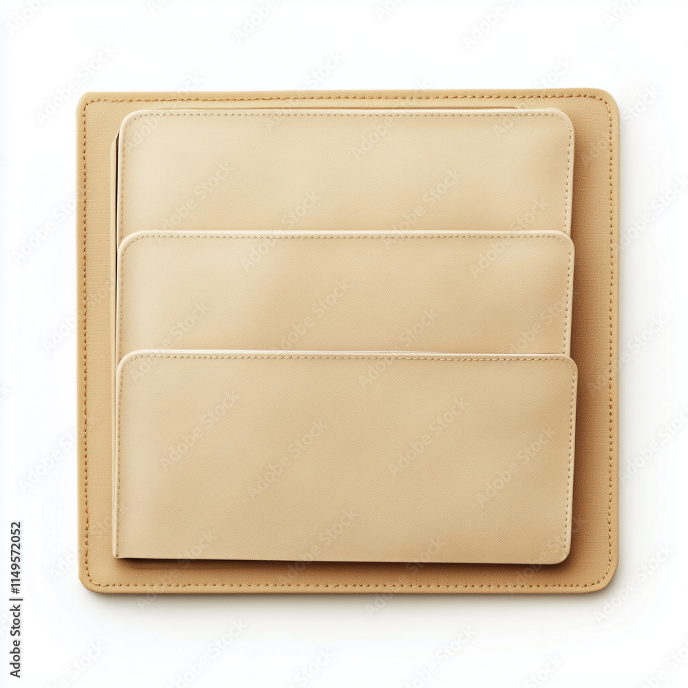 Soft Beige Folder with Three Fabric-Lined Compartments Soft Beige Folder with Three Fabric-Lined Compartments