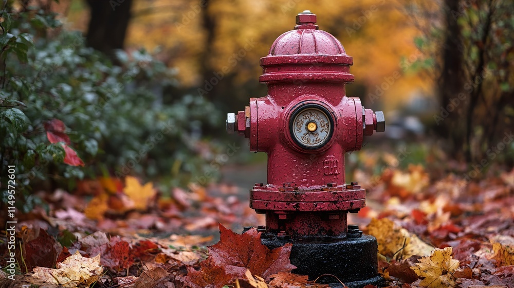 Red Hydrant in Autumn Leaves Red Hydrant in Autumn Leaves