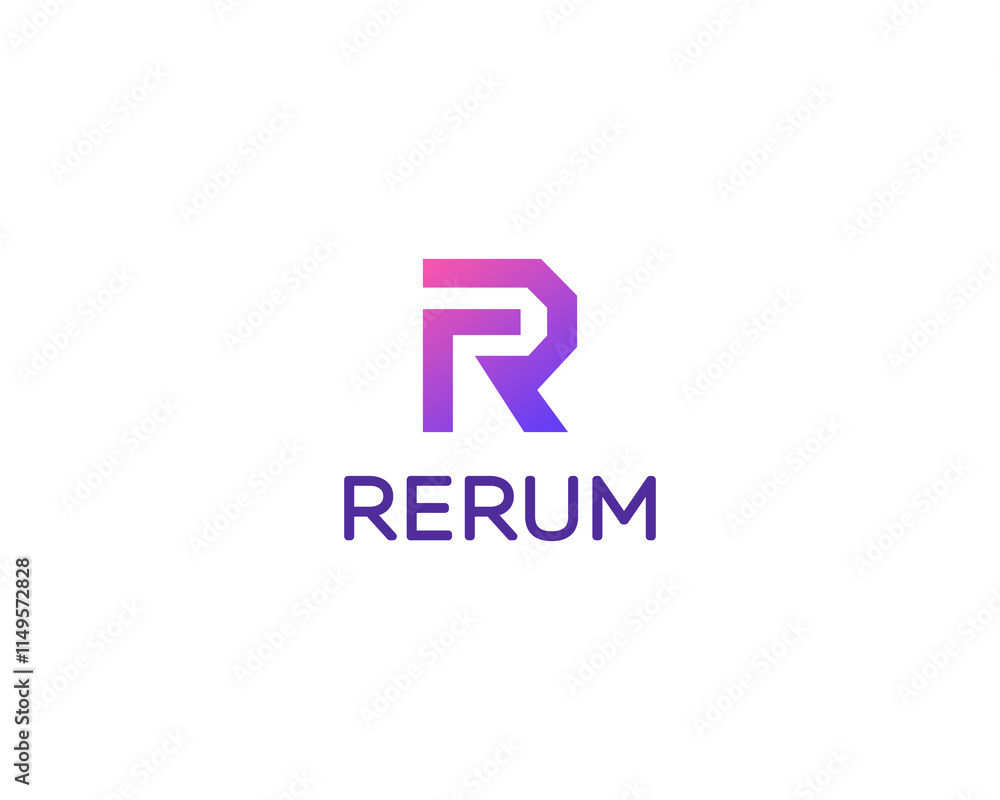 Abstract letter R geometric logo. Gradient monogram icon symbol. illustration. Abstract letter R geometric logo. Gradient monogram icon symbol. illustration.