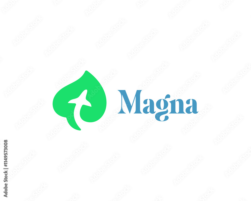 A leaf and airplane in negative space logo. Nature eco sign. Creative aviation airline minimalistic logotype. A leaf and airplane in negative space logo. Nature eco sign. Creative aviation airline minimalistic logotype.