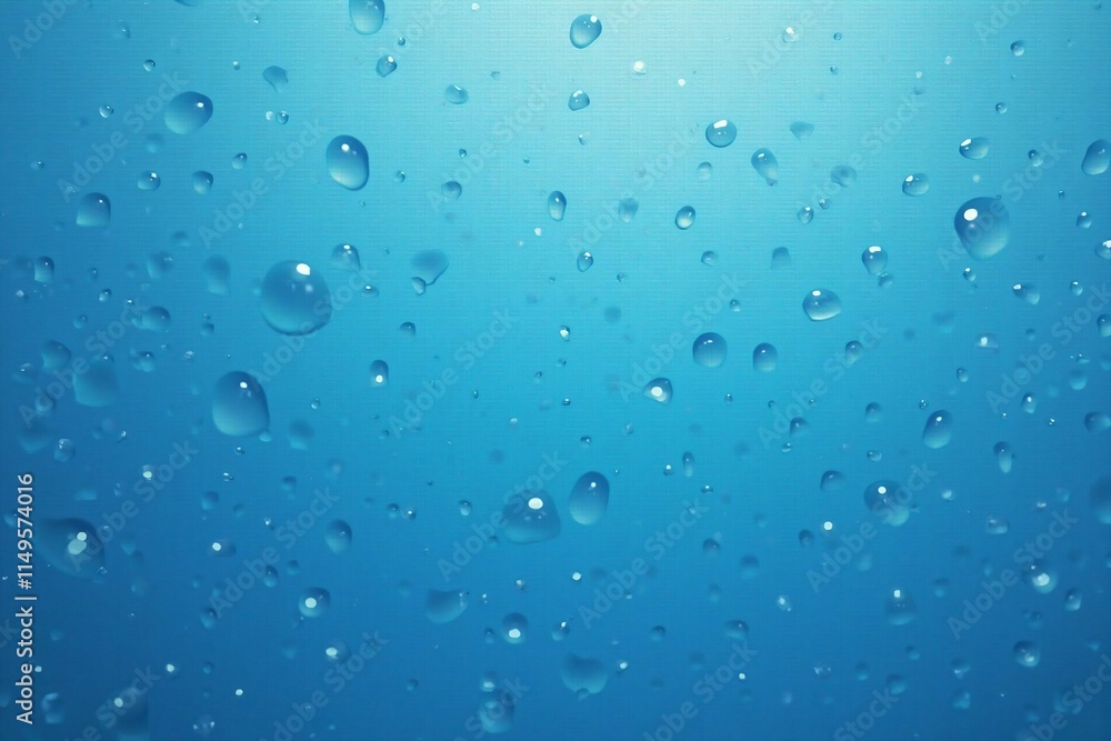 Macro View of Sparkling Water Droplets on a Cool Blue Backgroun Macro View of Sparkling Water Droplets on a Cool Blue Backgroun