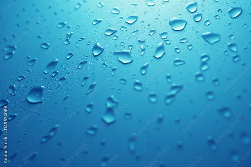 Macro View of Sparkling Water Droplets on a Cool Blue Backgroun Macro View of Sparkling Water Droplets on a Cool Blue Backgroun