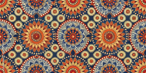 Vibrant mandala pattern featuring sunflowers and intricate designs.