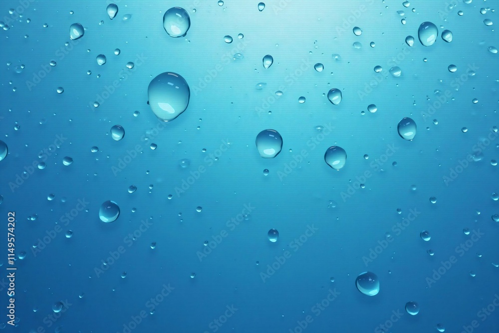 Macro View of Sparkling Water Droplets on a Cool Blue Backgroun Macro View of Sparkling Water Droplets on a Cool Blue Backgroun