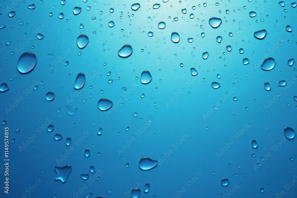 Shimmering Water Droplets on a Blue Background: A Stunning Close-Up of Freshness and Purity Shimmering Water Droplets on a Blue Background: A Stunning Close-Up of Freshness and Purity