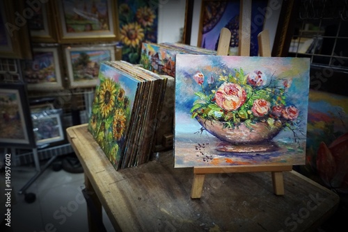 art oil painting in the gallery	