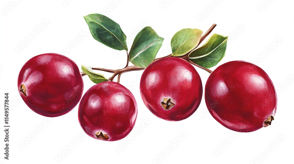 Isolated Cranberry Illustration on White, Fresh and Healthy Holiday Berry, Symbol of Thanksgiving and Festive Season Isolated Cranberry Illustration on White, Fresh and Healthy Holiday Berry, Symbol of Thanksgiving and Festive Season