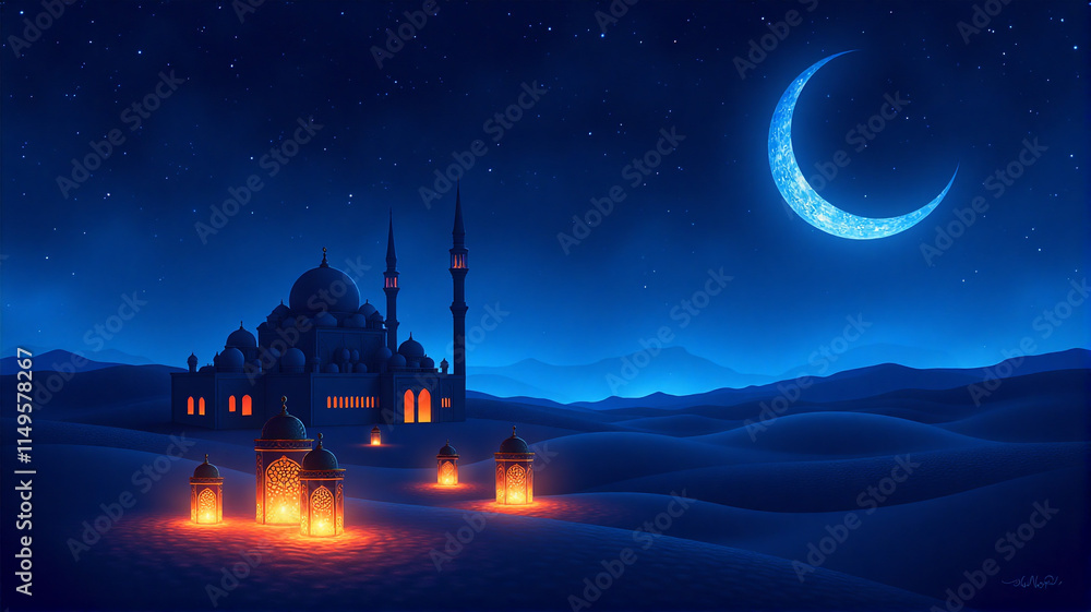 Fototapeta premium night landscape with moon