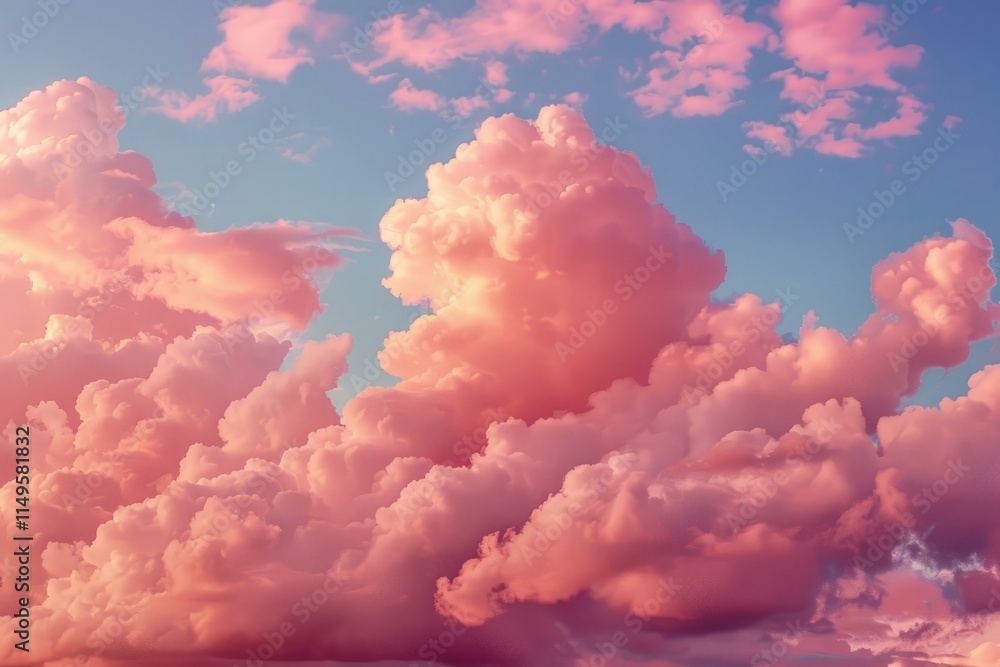 Beautiful pink cloudscape filling the sky during a vibrant sunset, creating a dreamy atmosphere Beautiful pink cloudscape filling the sky during a vibrant sunset, creating a dreamy atmosphere
