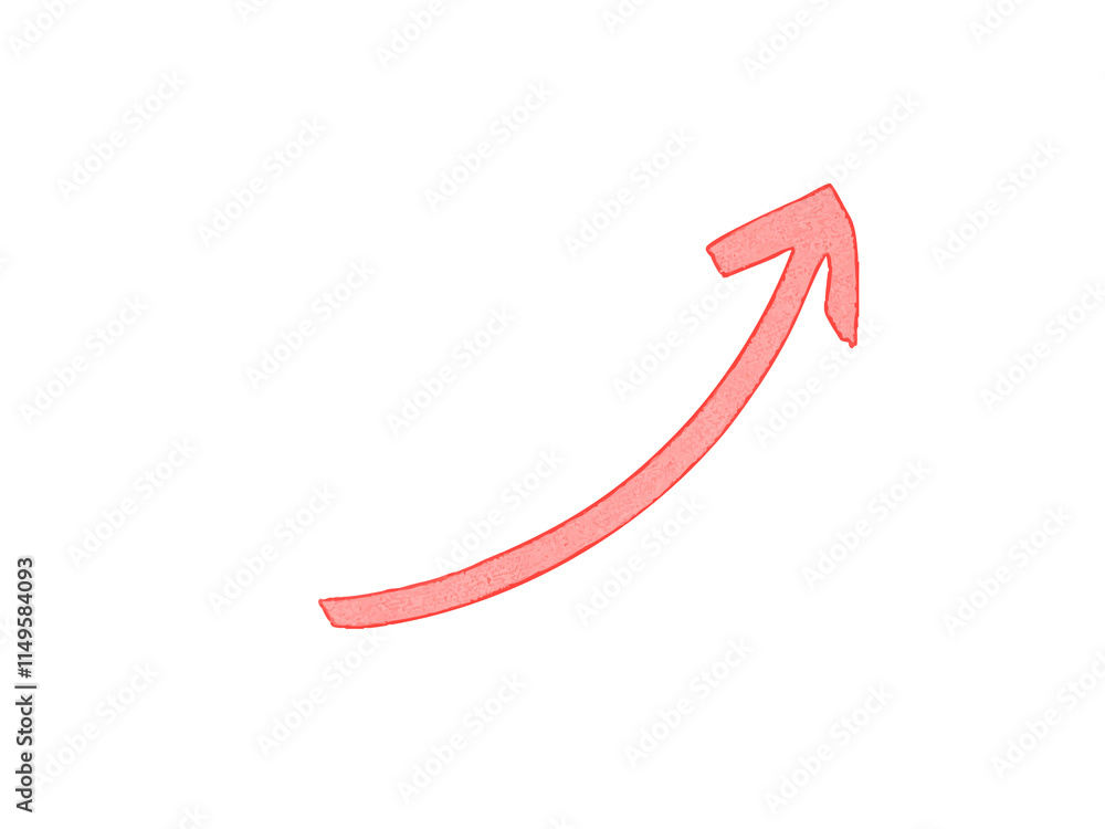 Red arrow pointing up. Watercolor illustration. Red arrow pointing up. Watercolor illustration.