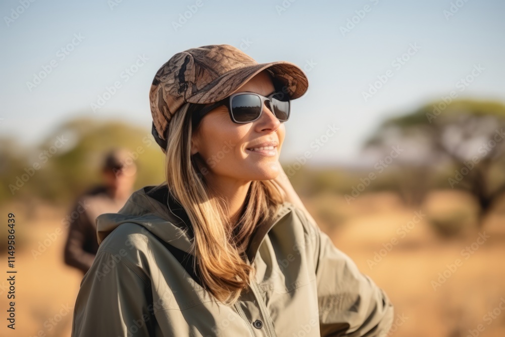 Blonde woman in the Okavango Delta, Botswana, Africa Blonde woman in the Okavango Delta, Botswana, Africa