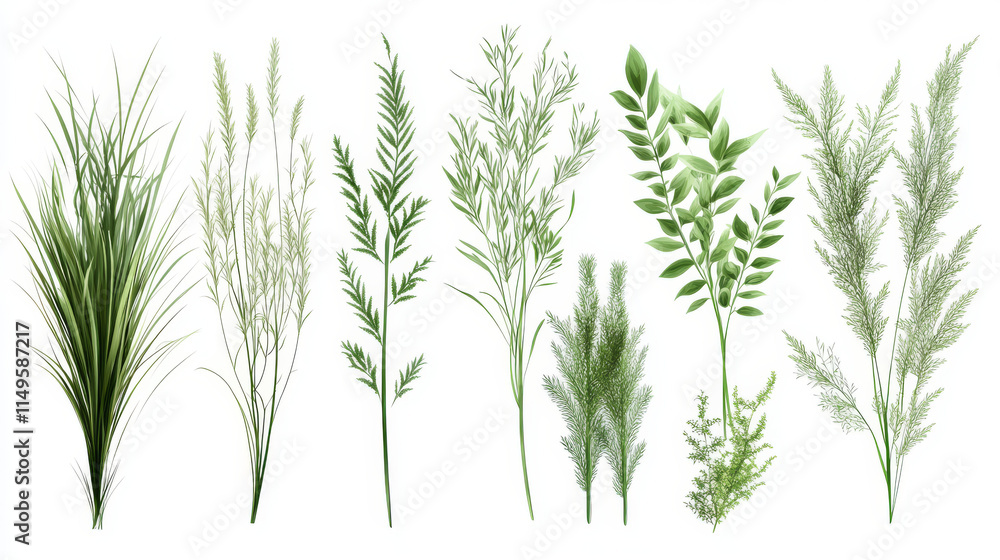 Green grass, weed plants for lawn, spring or summer field, garden or meadow. Borders and tufts of fresh grass blades isolated on white background, vector realistic set Green grass, weed plants for lawn, spring or summer field, garden or meadow. Borders and tufts of fresh grass blades isolated on white background, vector realistic set