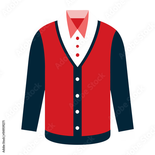 Colorful menswear red cardigan with transparent background