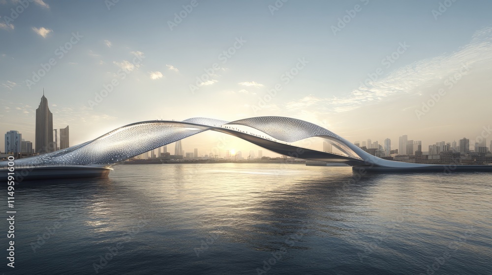 Obraz premium Modern Bridge Design with Flowing Wave Lines