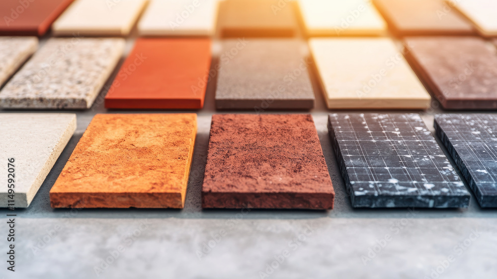Fototapeta premium Close up of sustainable building materials showcasing various textures and colors. Ideal for design inspiration and eco friendly projects