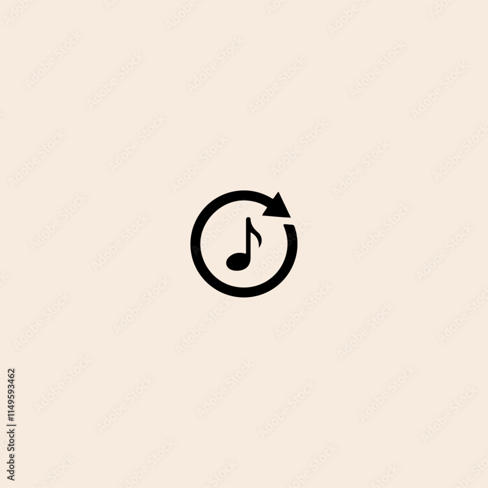 Reload music, Replay music icon flat vector design. Reload music, Replay music icon flat vector design.