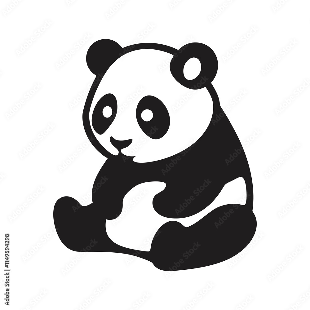 Naklejka premium Sitting Panda Silhouette Vector, panda vector