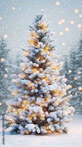 christmas tree in snow