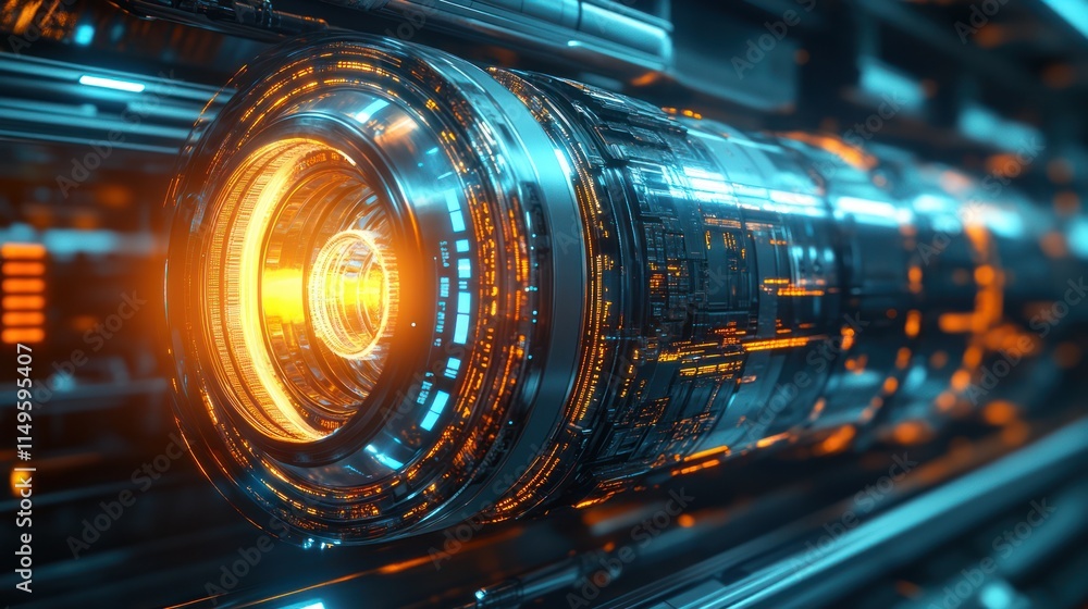 Futuristic glowing engine core detail. Futuristic glowing engine core detail.