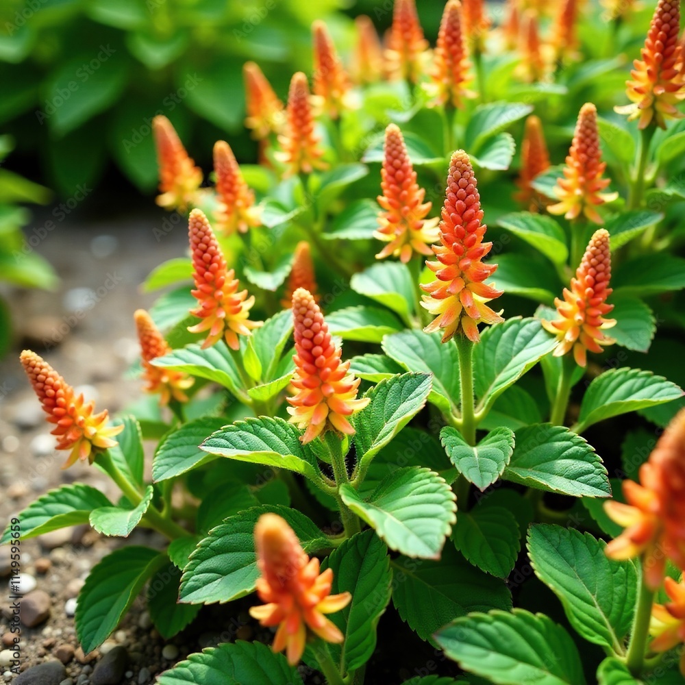 Drought-tolerant Stachys sylvatica foliage in a dry garden bed, stachys sylvatica, wildflower Drought-tolerant Stachys sylvatica foliage in a dry garden bed, stachys sylvatica, wildflower