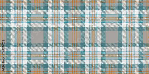 Stylish plaid pattern in teal, orange, and gray hues for contemporary designs.