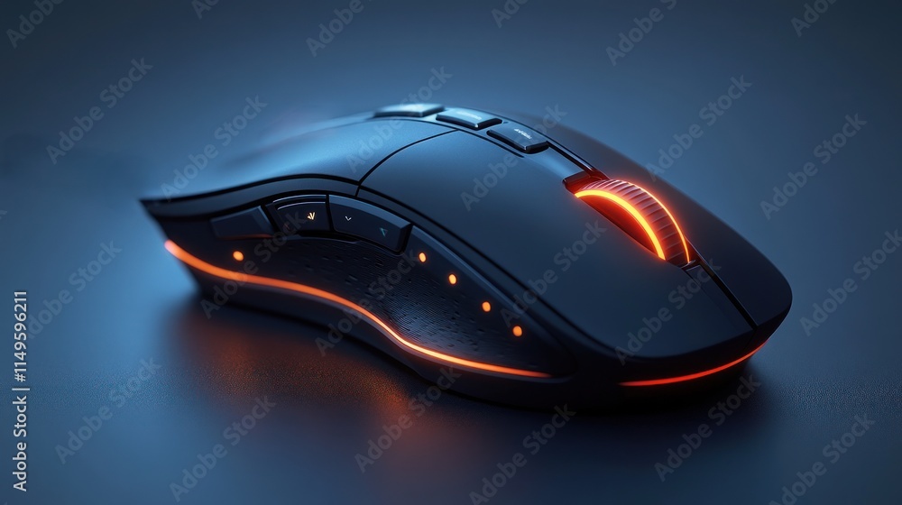 Modern gaming mouse with illuminated scroll wheel. Modern gaming mouse with illuminated scroll wheel.