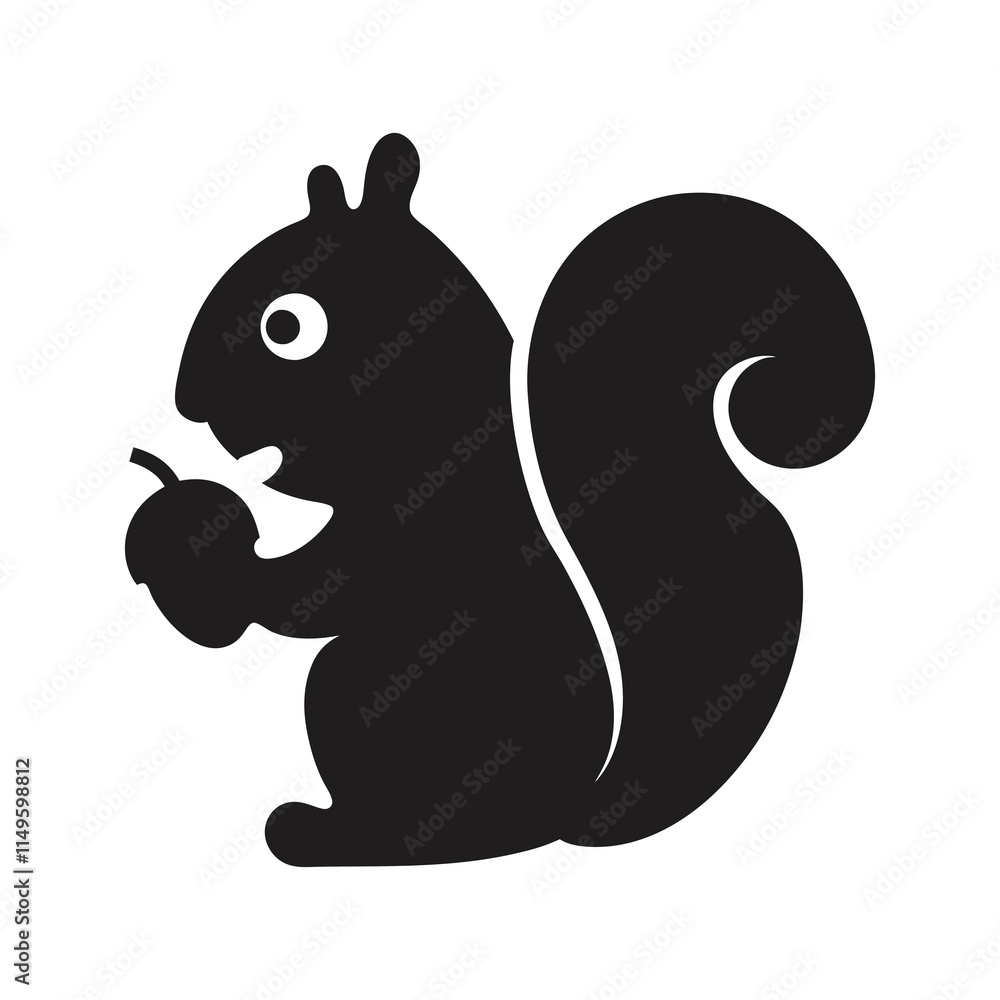 Playful Squirrel Silhouette Holding Nut – High-Quality Wildlife Clipart Playful Squirrel Silhouette Holding Nut – High-Quality Wildlife Clipart