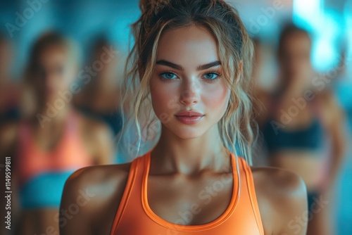 Fitness Woman in Bright Orange Sportswear