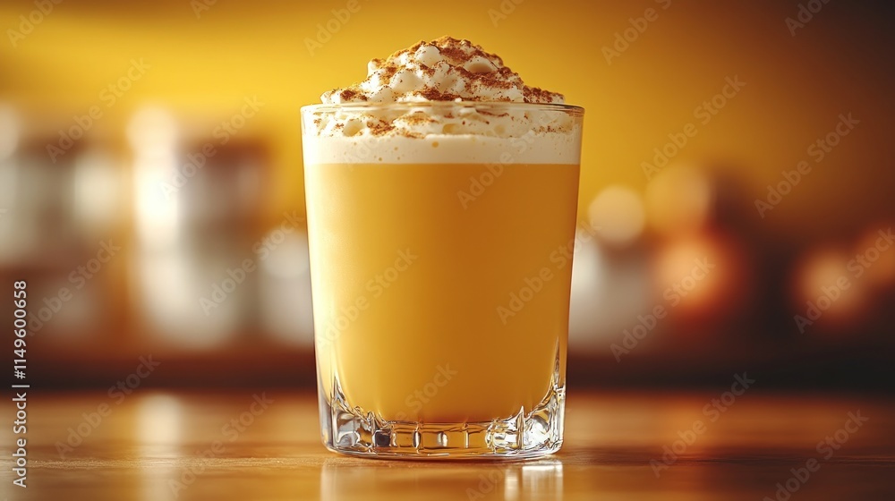 Pumpkin spice latte in glass, topped with whipped cream and spice. Pumpkin spice latte in glass, topped with whipped cream and spice.