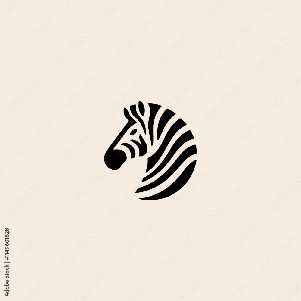 Zebra Head Logo, Black zebra logo icon flat vector design.