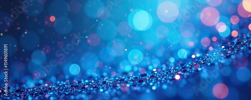 Iridescent blue background with a shimmering effect and a sprinkle of glittery confetti, fun, festive, whimsical