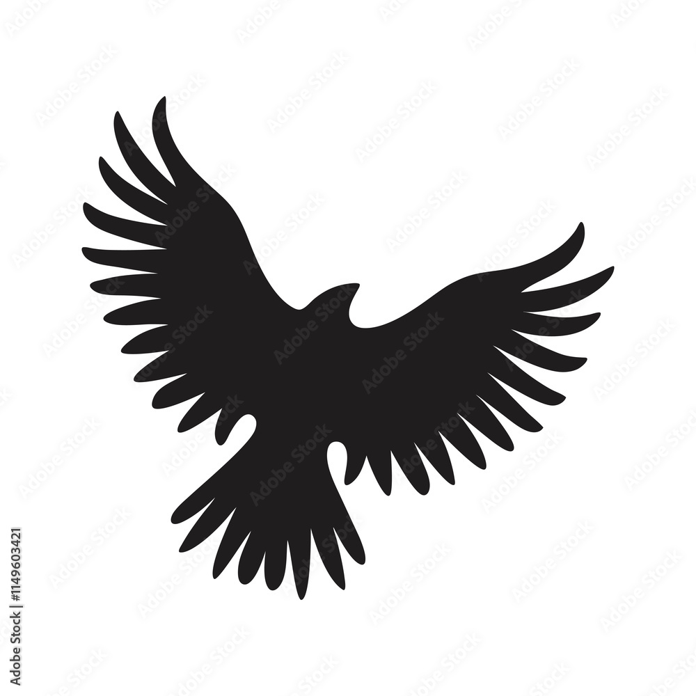 Obraz premium Flying Bird Silhouette Vector – High-Quality Avian Clipart