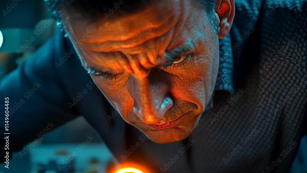 Innovative thinker solving puzzle with glowing light bulb concept Innovative thinker solving puzzle with glowing light bulb concept