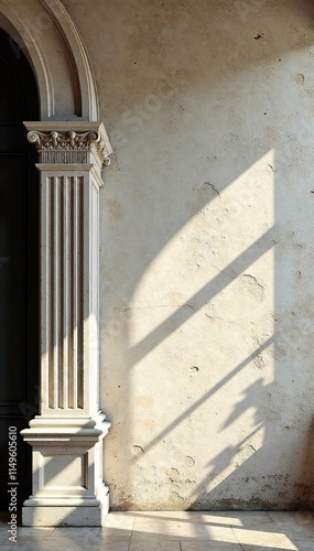Cornice bianca e nera su parete con disegno storico, stucchi, parete