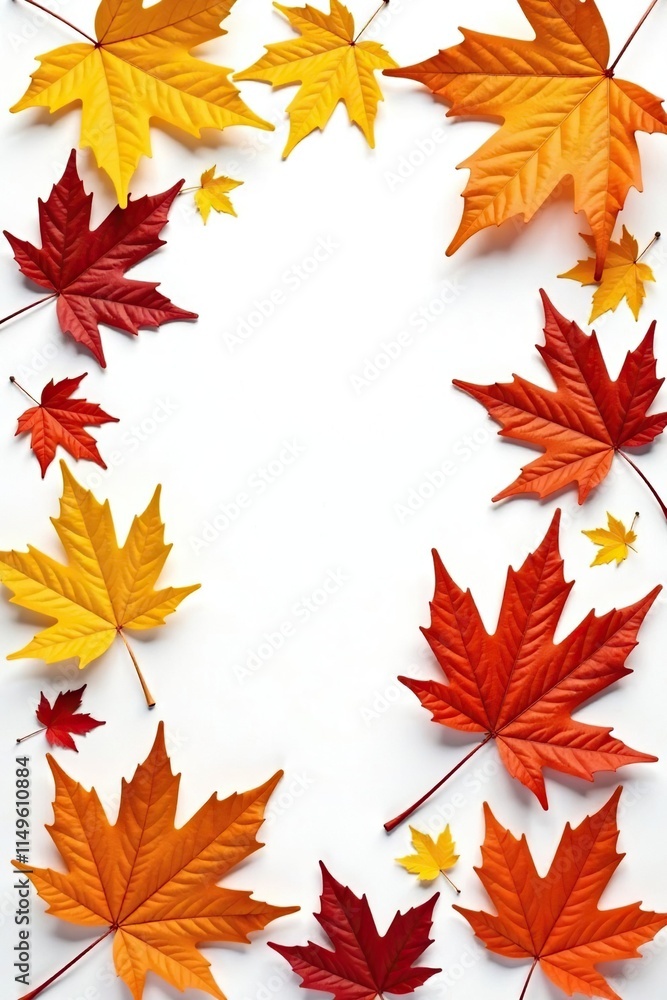 Dried autumn leaves scattered on white background, woodsy, autumn Dried autumn leaves scattered on white background, woodsy, autumn