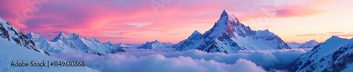 Soft pink hues gently unfold over the glacier-covered Bernina Massif at sunrise, sky, peaceful