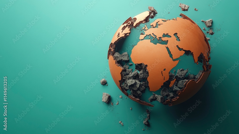 Fototapeta premium Creative Representation of Earth with Cracked Surface and Texture