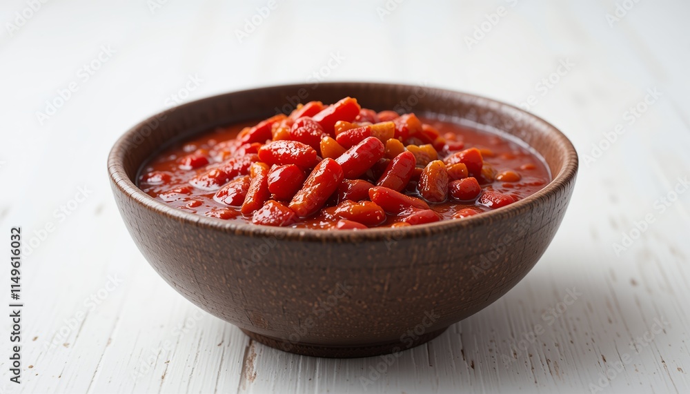 Photo of a bowl of red chili sauce that looks spicy Photo of a bowl of red chili sauce that looks spicy