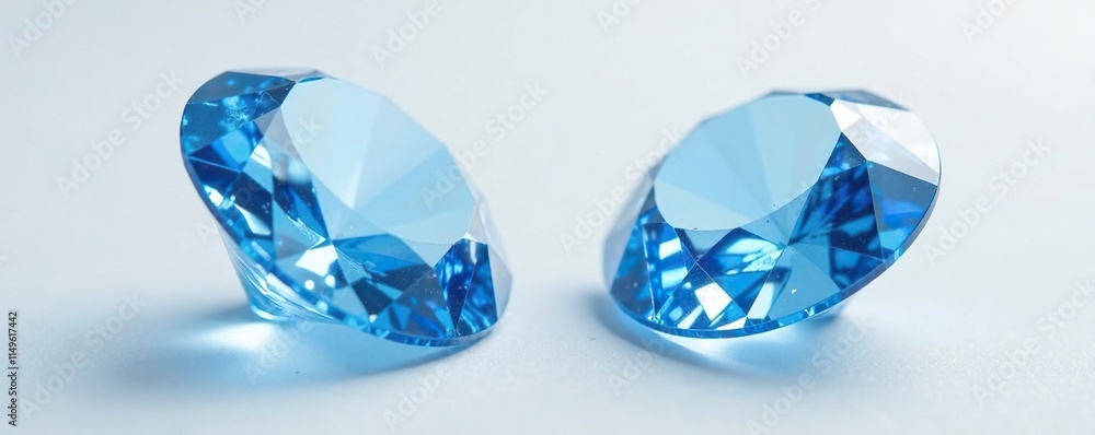 Deep blue diamond sparkling with iridescent sheen on a pure white background, precious stone, blue diamond Deep blue diamond sparkling with iridescent sheen on a pure white background, precious stone, blue diamond