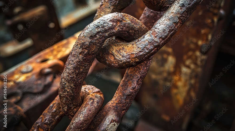 Rusty Chain: A Close-Up of Weathered Metal Links Rusty Chain: A Close-Up of Weathered Metal Links