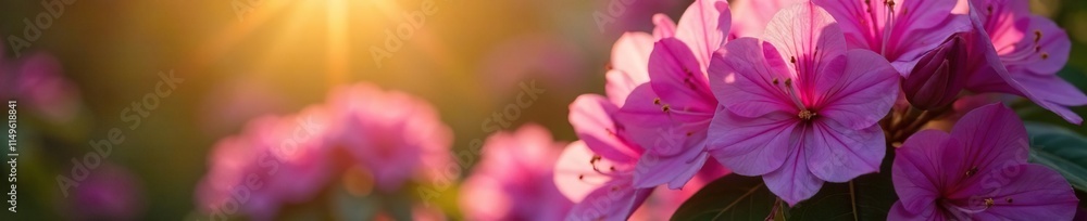 Large purple rhododendron flowers in warm sunlight, warmth, rhododendrons Large purple rhododendron flowers in warm sunlight, warmth, rhododendrons