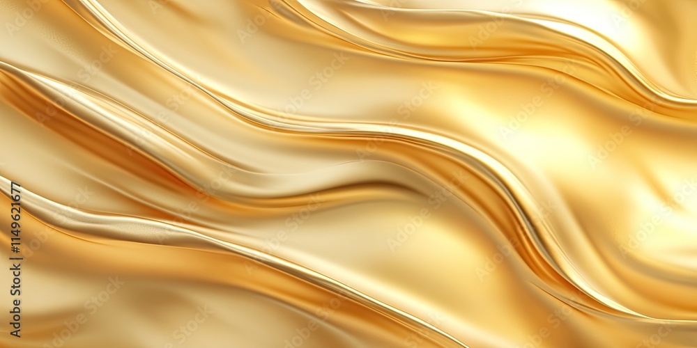Obraz premium Abstract golden background with smooth flowing waves and a hint of sparkle.