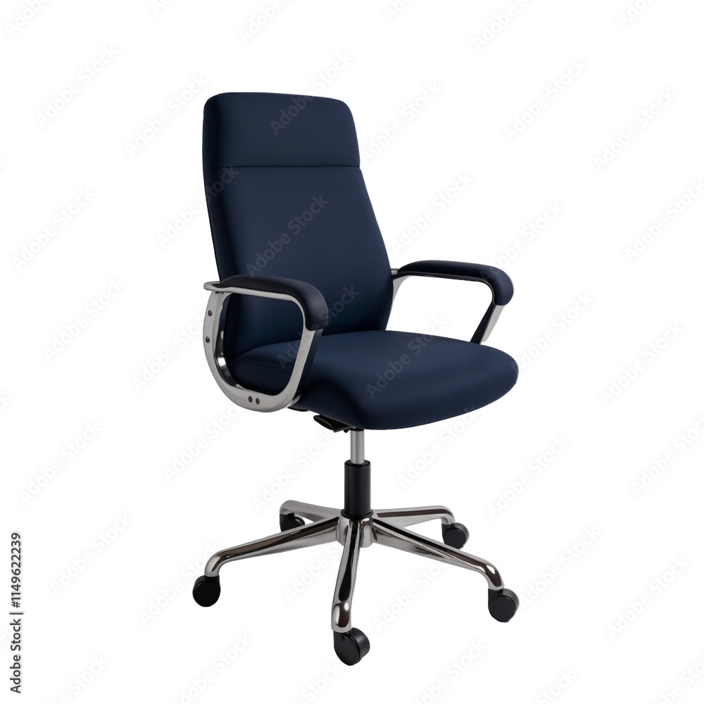 Stylish Office Chair with Blue Upholstery. Transparent background Stylish Office Chair with Blue Upholstery. Transparent background